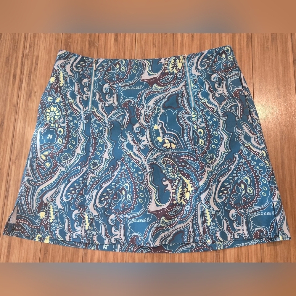NWOT Lady Hagen Paisley Print Blue Skirt